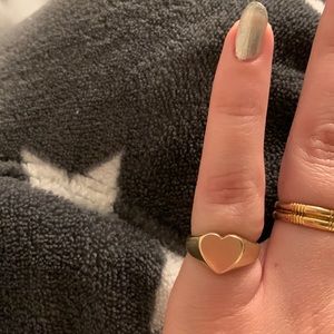 14K Gold Heart Signet Ring